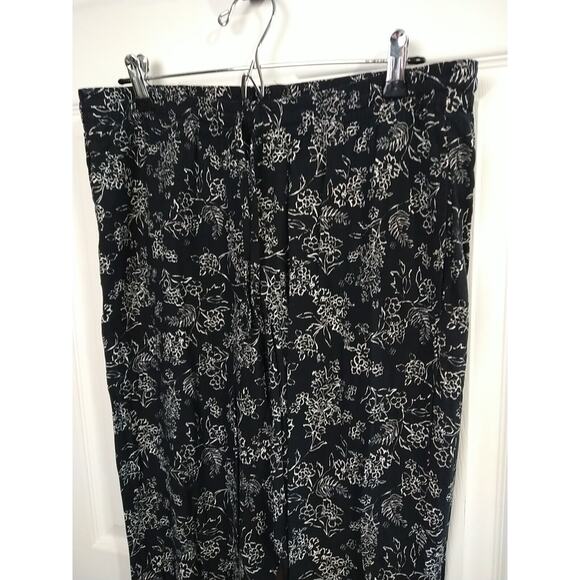 J Jill L* jogger pants women Drawstring Waist Black Floral comfort Pocket - Picture 2 of 13